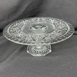Vintage Pressed Glass Pedestal Cake Stand